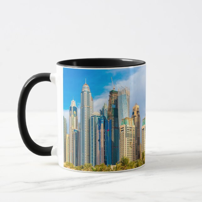 Dubai modern skyscrapers Corniche Mug (Left)