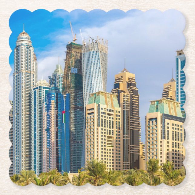 Dubai modern skyscrapers Corniche Paper Coaster (Front)