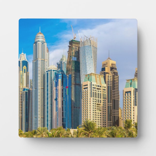 Dubai modern skyscrapers Corniche Plaque (Front)