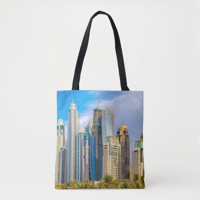 Dubai modern skyscrapers Corniche Tote Bag (Front)