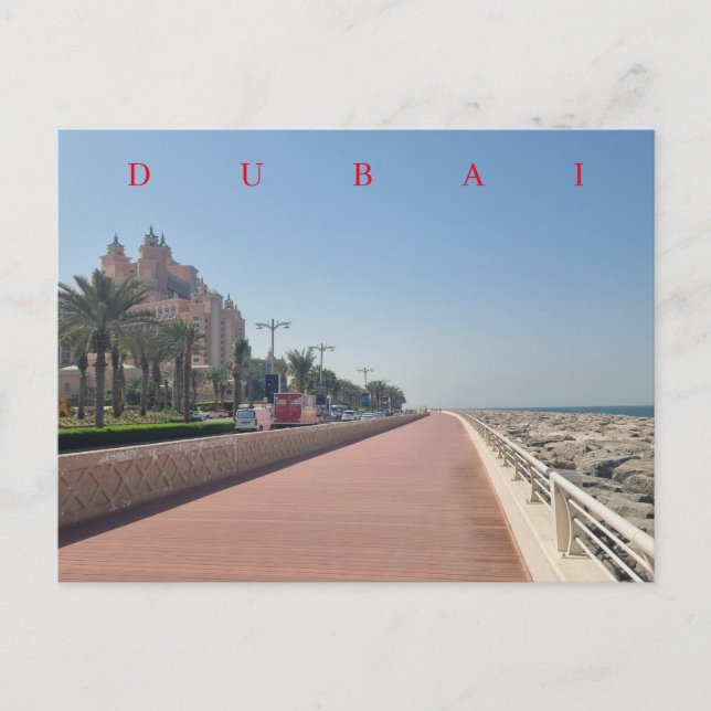 Dubai Palm Jumeirah Boardwalk view postcard (Front)