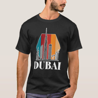 Dubai Retro Skyline Burj Khalifa United Arab Emira T-Shirt