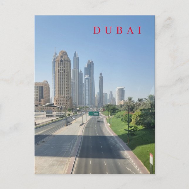 Dubai road and buildings view postcard (Front)