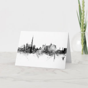 Dubai Skyline Black White Card