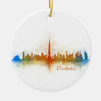 Dubai Skyline Cityscape Emirates v3 Ceramic Tree Decoration