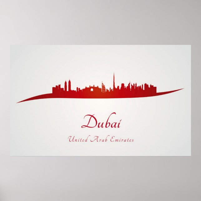 Dubai skyline in red poster (Front)