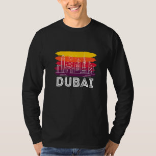 Dubai Skyline Retro United Arab Emirates Burj Khal T-Shirt