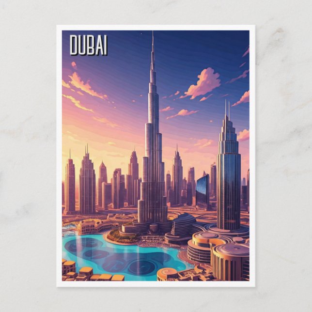 Dubai Skyline Travel Postcard (Front)