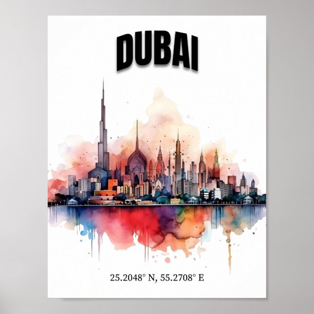 Dubai Skyline Wall Art, Modern Wall Art  (Front)