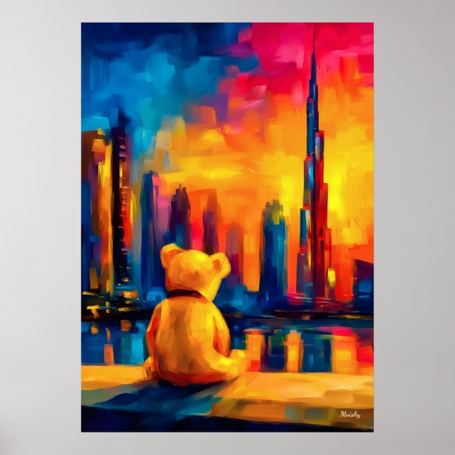 Dubai Teddy Fauvist Sunset Skyline Print (Front)