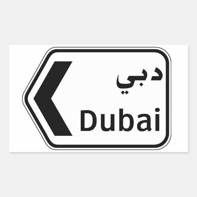 Dubai, Traffic Sign, United Arab Emirates Rectangular Sticker (Front)