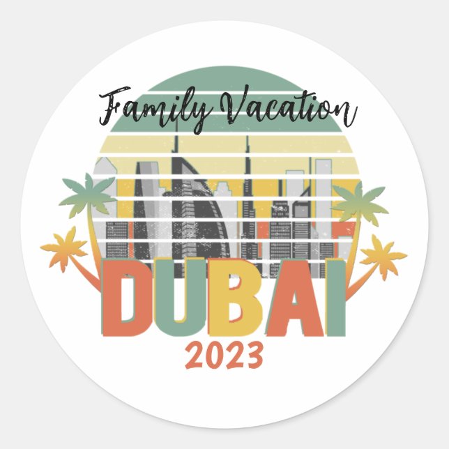 Dubai Travel Tourist Vacation Group Classic Round Sticker (Front)