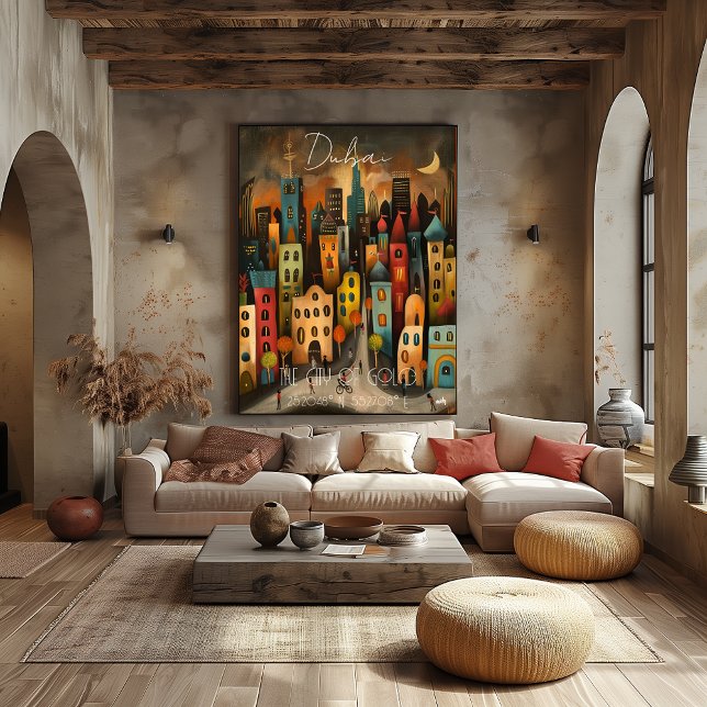 Dubai Travel – Whimsical Illustrated Skyline  Poster (Creator Uploaded)