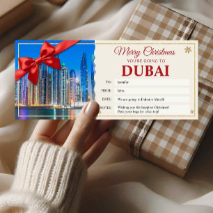 Dubai Trip Christmas Reveal Gift Ticket Card