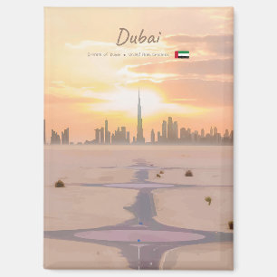 Dubai, UAE - Burj Khalifa Desert Skyline Magnet