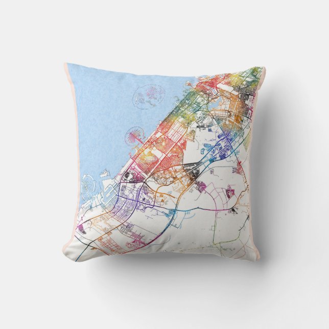 Dubai UAE City Map Cushion (Front)