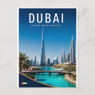 Dubai UAE Futuristic Skyline Desert Gulf Travel Postcard