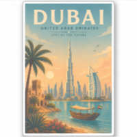 Dubai UAE Illustration Travel Art Vintage