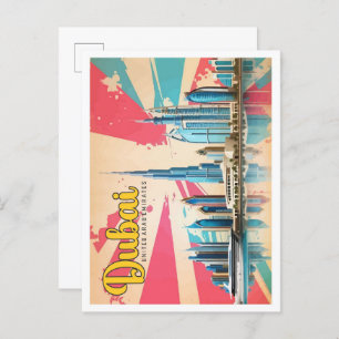 Dubai UAE Pop Art Travel Illustration Postcard