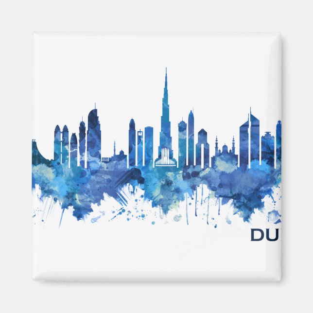 Dubai UAE Skyline Blue Magnet (Front)