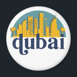 Dubai UAE Vintage Retro City Skyline Cityscape Art Magnet<br><div class="desc">Vintage and retro city design with beautiful skyline, tourist attraction and cityscape art. Cool skyscraper and building silhouette illustration merchandise for tourist and traveller. Perfect as souvenir to bring back home when travelling all around the world. Save the memory of your travel and vacation with family and friends. Background colour...</div>
