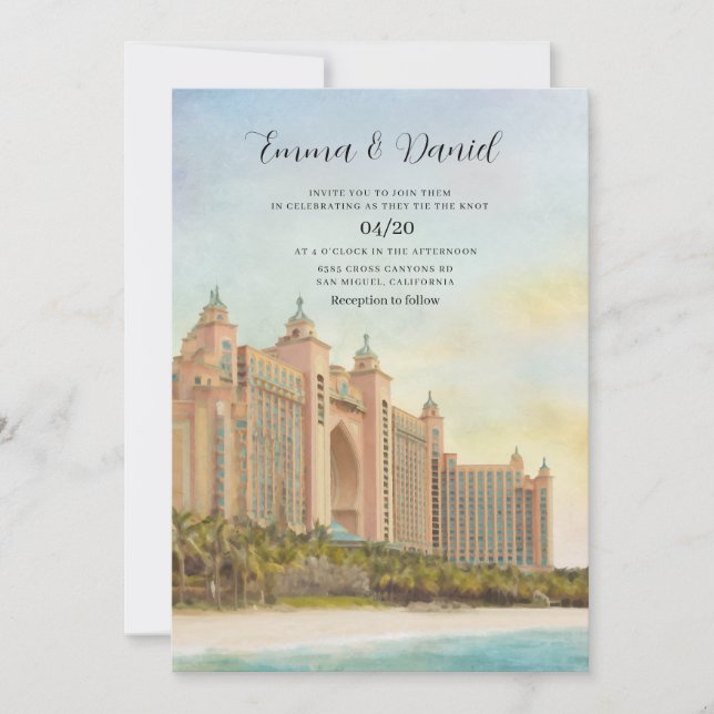 Dubai UAE Wedding Skyline Invitation (Front)