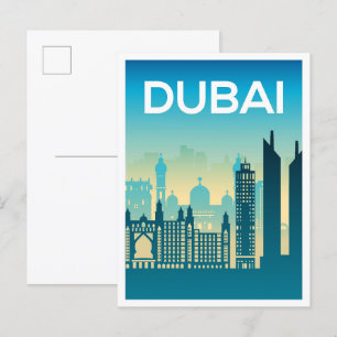 Dubai Uni Arab Emirates Art Travel Illustration Postcard