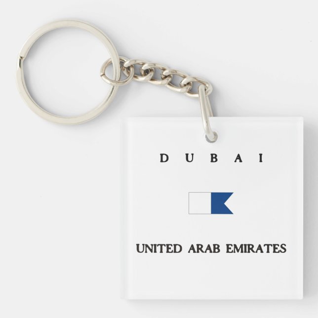 Dubai United Arab Emirates Alpha Dive Flag Key Ring (Front)