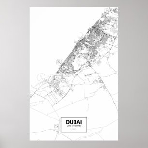 Dubai, United Arab Emirates (black on white) Poster