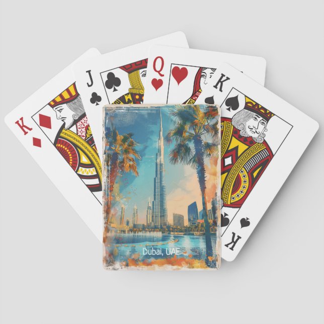 Dubai United Arab Emirates Burj Khalifa Artwork Playing Cards (Back)
