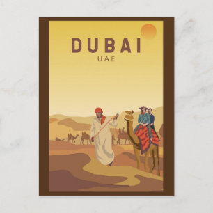 Dubai United Arab Emirates Desert Safari Retro Postcard