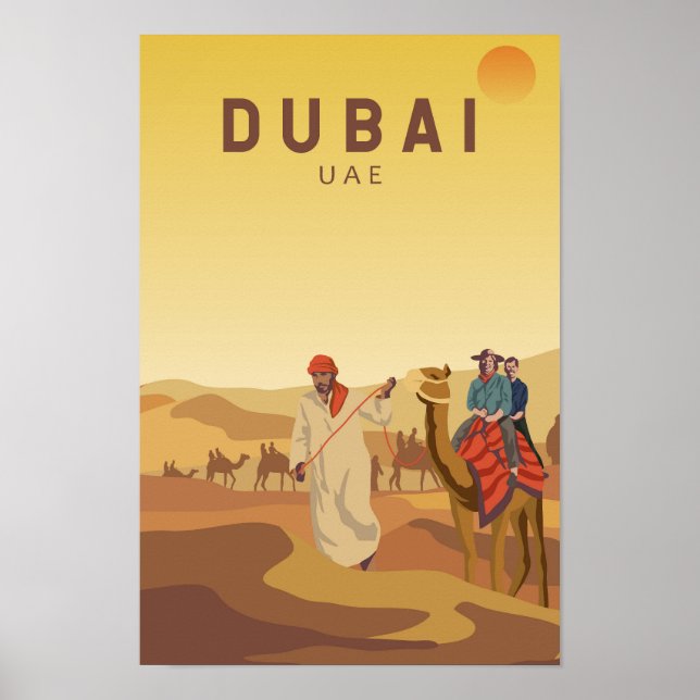 Dubai United Arab Emirates Desert Safari Retro Poster (Front)