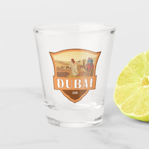 Dubai United Arab Emirates Desert Safari Retro Shot Glass