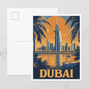 Dubai United Arab Emirates Illustration Travel Postcard