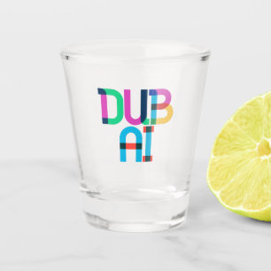 Dubai United Arab Emirates Pop Art Letters Shot Glass