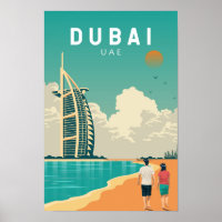 Dubai United Arab Emirates Retro Travel Art