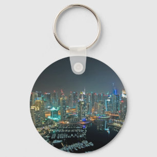 Dubai, United Arab Emirates skyline at night Key Ring
