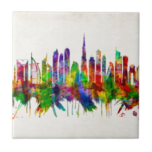 Dubai United Arab Emirates Skyline Ceramic Tile
