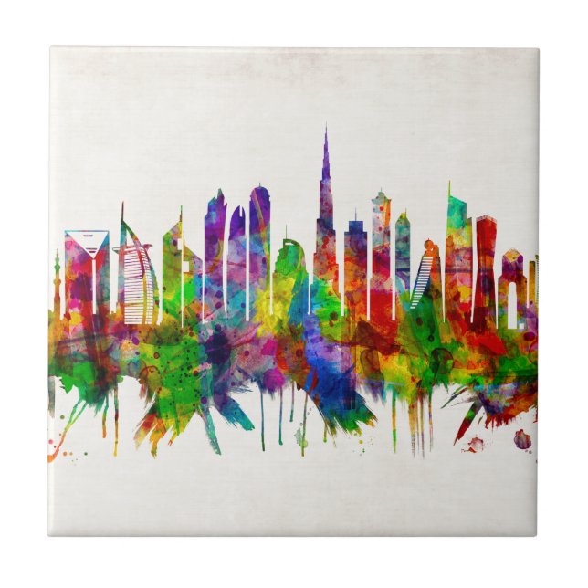 Dubai United Arab Emirates Skyline Ceramic Tile (Front)