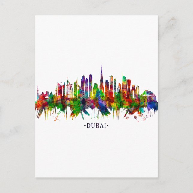 Dubai United Arab Emirates Skyline Invitation Postcard (Front)