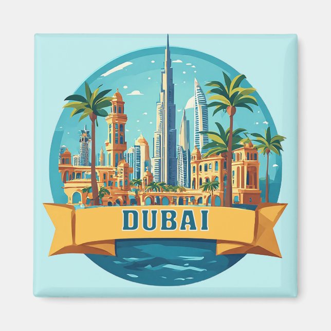 🧲 Dubai United Arab Emirates Travel Keepsake 🏙️ Magnet (Front)