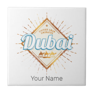 Dubai United Arab Emirates Vintage UAE Souvenir Ceramic Tile