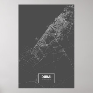 Dubai, United Arab Emirates (white on black) Poster
