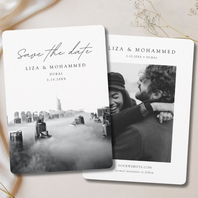 Dubai Wedding Save the Date Black & White Classy Invitation (Dubai Wedding Save the Date Black & White Classy Invitation
)