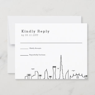 Dubai Wedding   Stylised City Skyline RSVP Card
