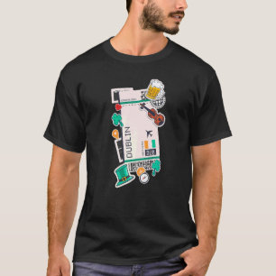 Dublin Air Ticket Boarding Pass Plane Ireland Iris T-Shirt