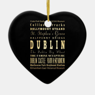 Dublin City of Ireland Typography Art Ceramic Tree Decoration