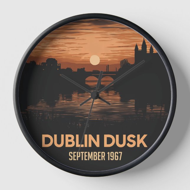 Dublin Dusk: Captivating Twilight Scenes Black Clock (Front)
