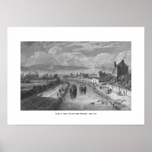 Dublin from Blaquiere Bridge, Royal Canal, Ireland Poster