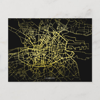 Dublin Gold Style Art Map Postcard